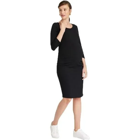 banana republic black sequin dress V-Neck Midi T-Shirt Dress Black - Made in Canada
